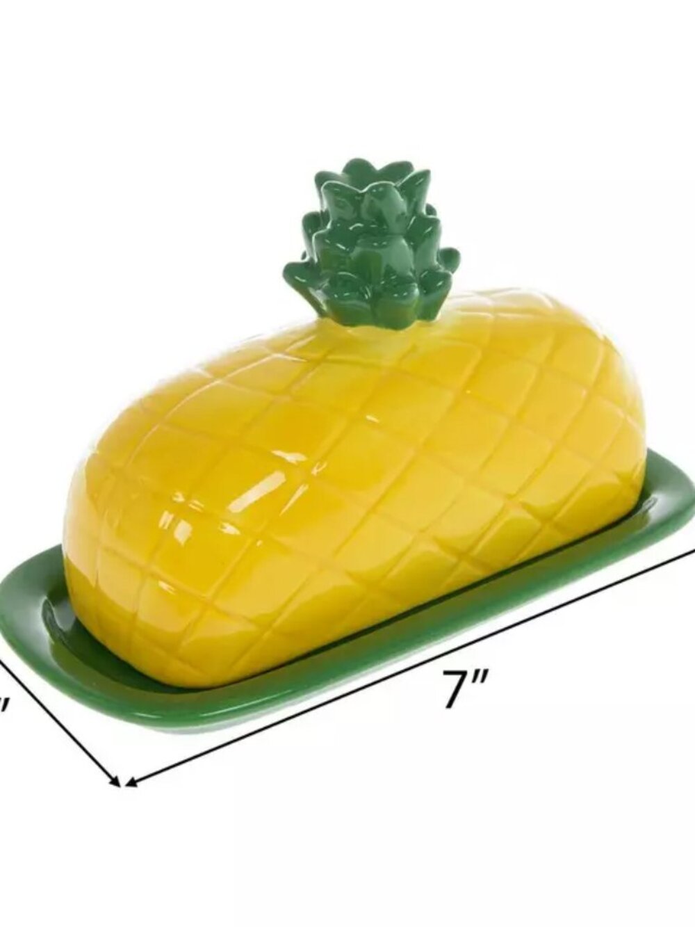 the spring shop Pineapple Butter Dish - Green/Yellow - NEW